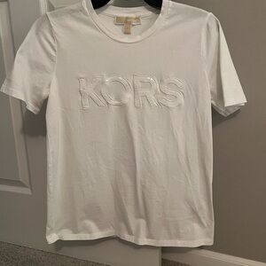 Gorgeous Michael Kors White logo sequined T-Shirt - size S EUC